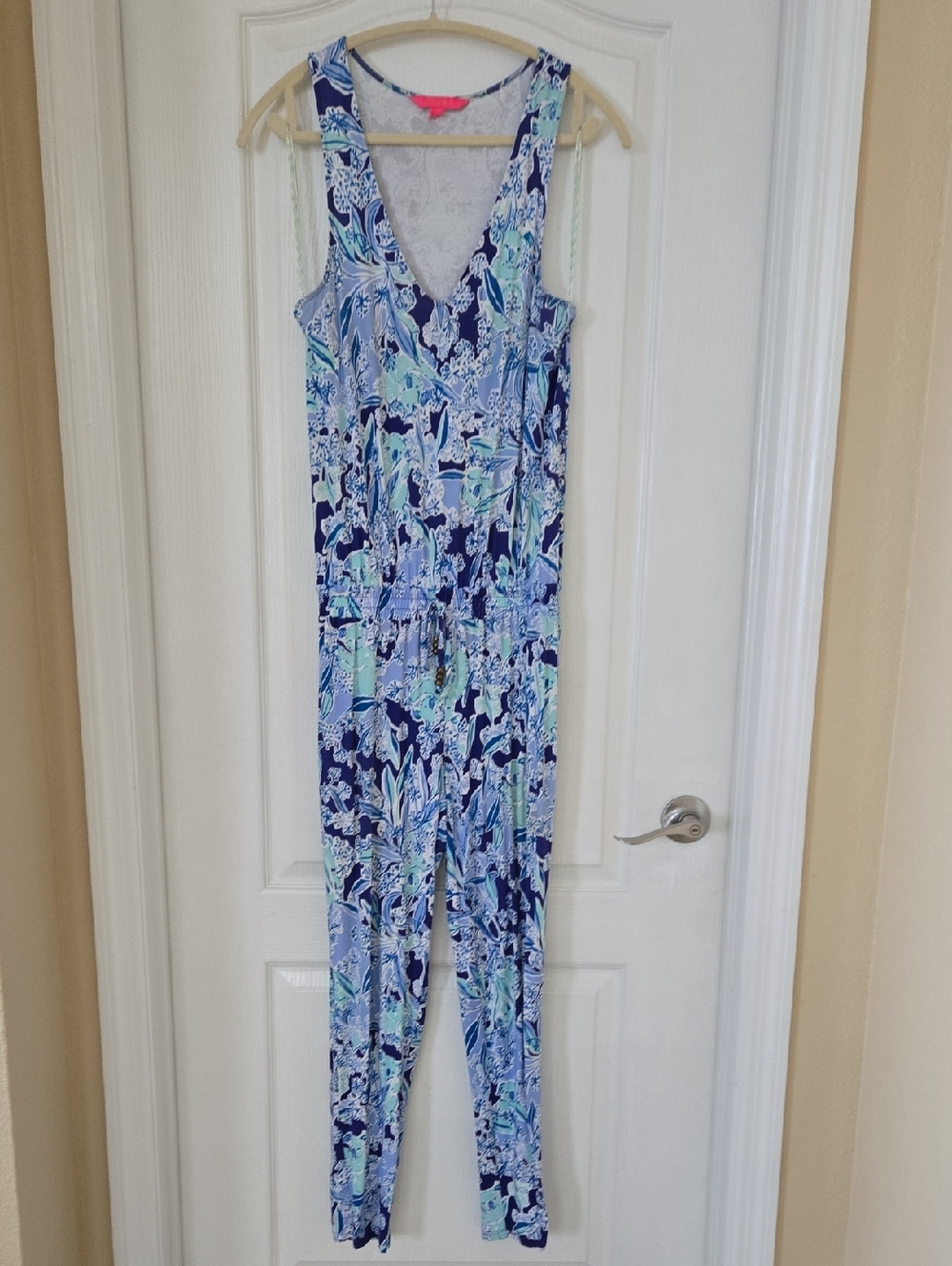 Lilly Pulitzer Blue & Mint Floral Sleeveless Jumpsuit Romper